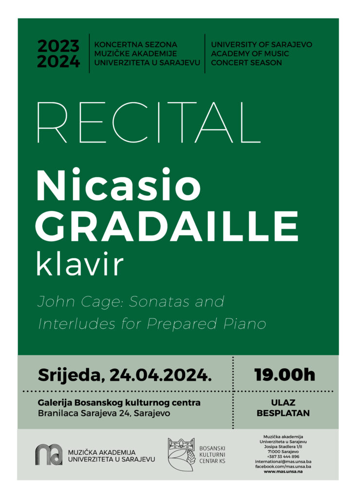 John Cage u fokusu: klavirski recital Nicasia Gradaillea u sklopu koncertne sezone MAS-a