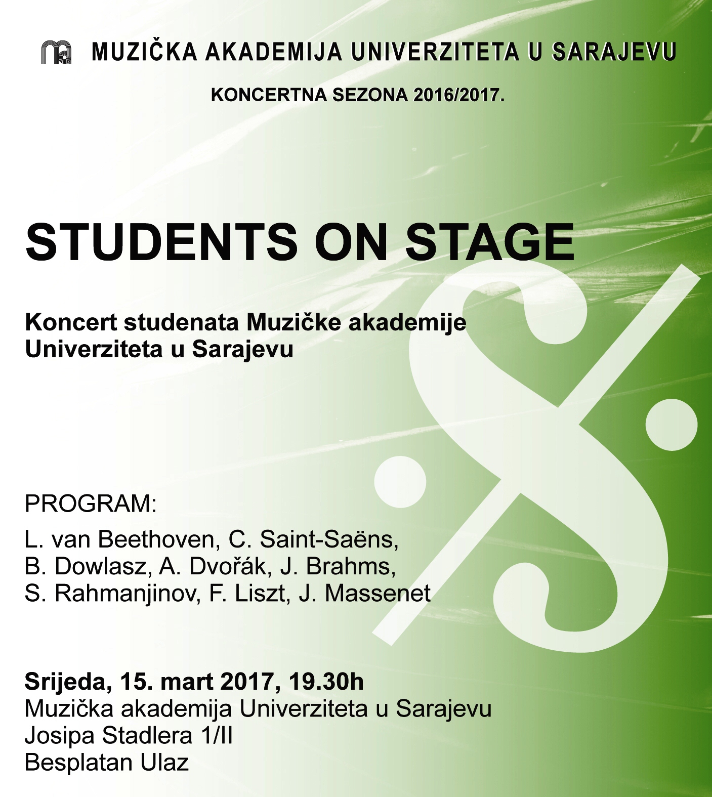 Koncert studenata Muzičke akademije Univerziteta u Sarajevu!