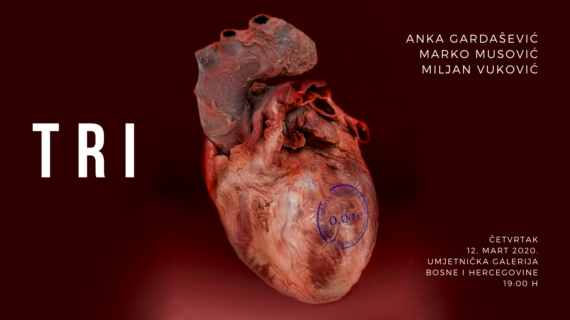 Otvaranje izložbe Tri umjetnika Anke Gardašević, Marka Musovića i Miljana Vukovića