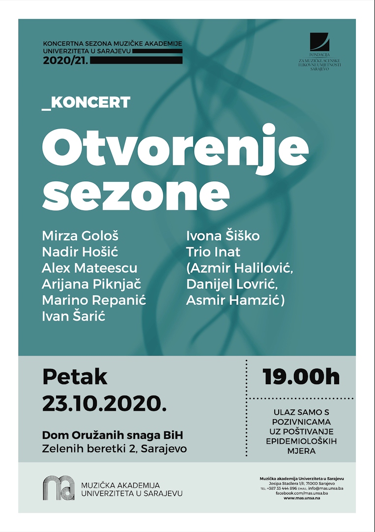 Muzička akademija najavljuje Koncertnu sezonu 2020/2021