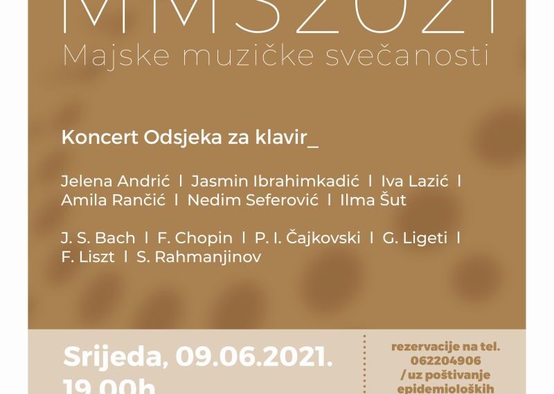 Drugi koncert studenata Odsjeka za klavir u okviru 14. “Majskih muzičkih svečanosti”
