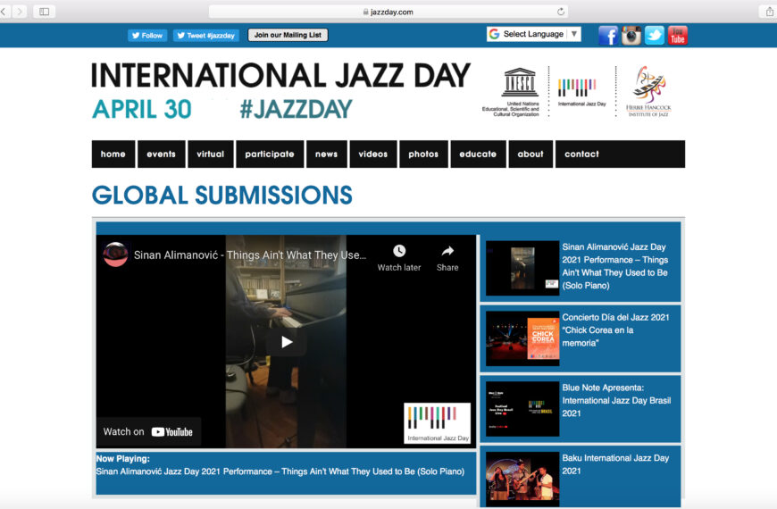 Sinan Alimanović na TOP poziciji globalnih predstavljanja 10. Internacionalnog dana jazz-a