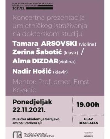 Koncerti doktorandica Muzičke akademije Univerziteta u Sarajevu
