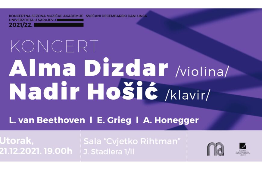 Koncert violinistice Alme Dizdar i pijaniste Nadira Hošića