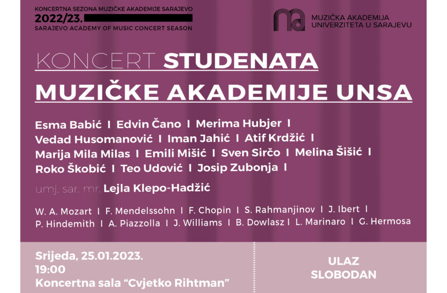 Koncert studenata Muzičke akademije UNSA