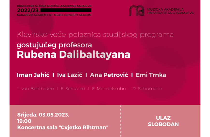 Koncert polaznica studijskog programa prof. Rubena Dalibaltayana