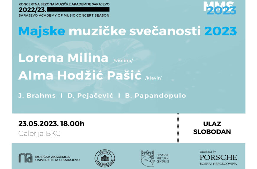 Koncert violinistice Lorene Miline i pijanistice Alme Hodžić Pašić pod okriljem Majskih muzičkih svečanosti