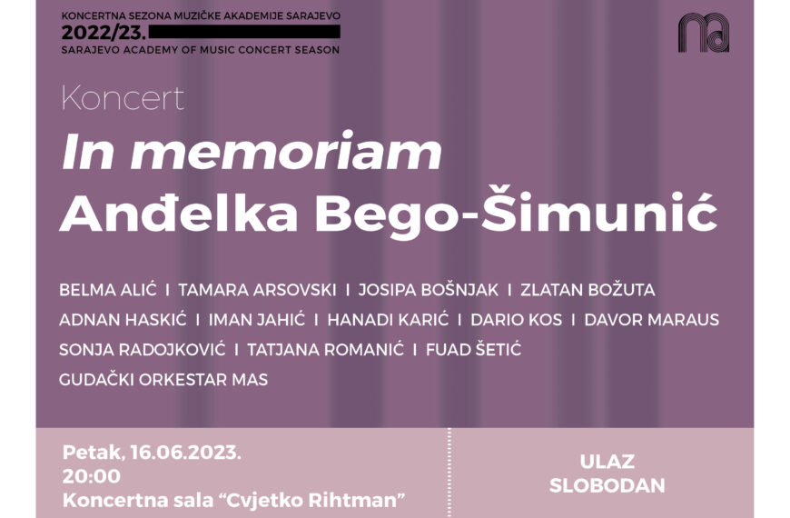 Koncert sjećanja na profesoricu Anđelku Bego-Šimunić