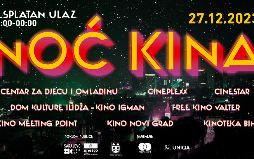 Noć kina 27. decembra u Sarajevu, besplatan ulaz u kina