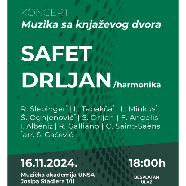 Koncert harmonikaša Safeta Drljana “Muzika sa kneževog dvora” na Muzičkoj akademiji Univerziteta u Sarajevu