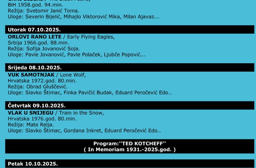 Kinoteka BiH – Filmski program za Oktobar 2025