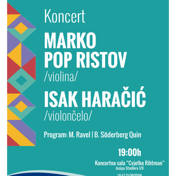 Violinista Marko Pop Ristov i violončelista Isak Haračić na Muzičkoj akademiji UNSA