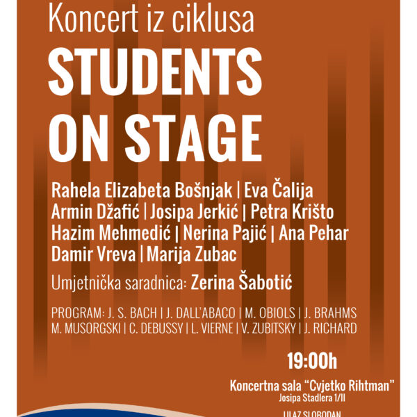 Muzička akademija UNSA i Asocijacija studenata MAS najavljuju dva koncerta iz ciklusa “Students on Stage”